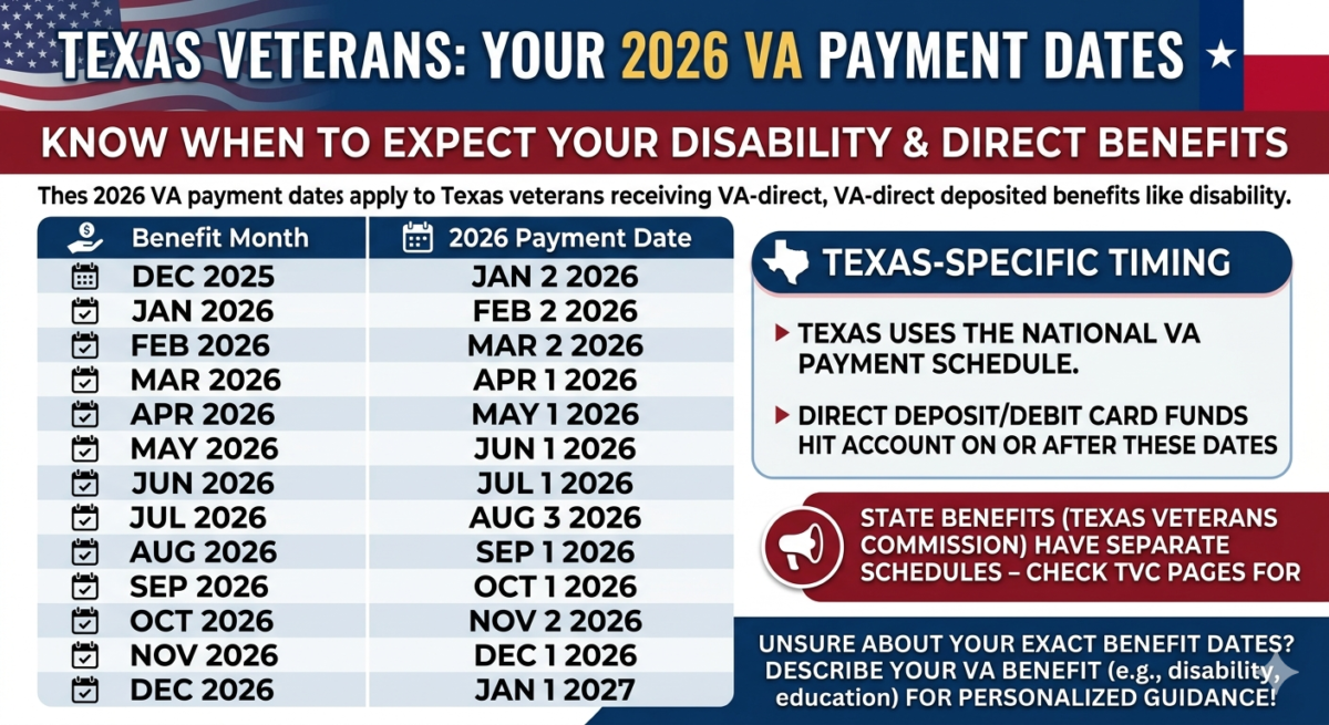 VA Payment Schedule 2026: Exact Dates for Texas Veterans (Don’t Miss Your Deposit)